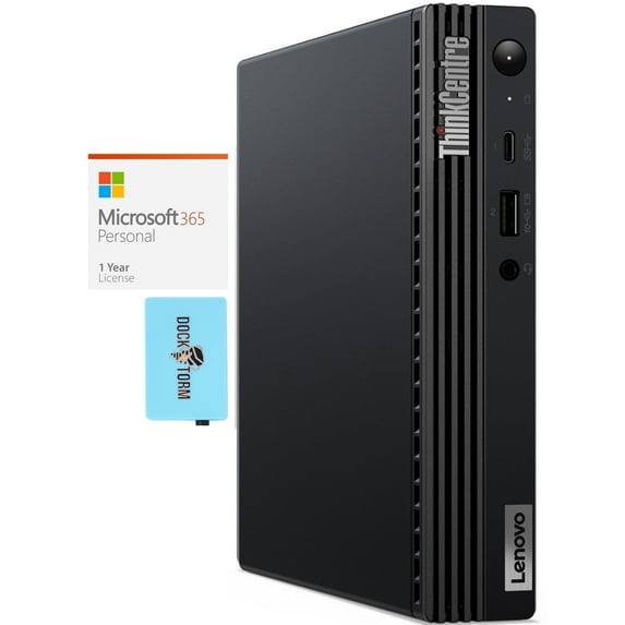 Lenovo ThinkCentre M70q Tiny Home/Business Mini Desktop (Intel i3-10105T 4-Core, Intel UHD 630, 8GB RAM, Win 10 Home) with Microsoft 365 Personal , Dockztorm Hub