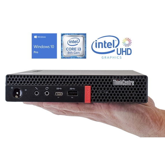 Lenovo ThinkCentre M720q Mini PC, Intel Core i3-8100T 3.1GHz, 16GB RAM, 2TB NVMe SSD, DisplayPort, HDMI, Wi-Fi, Bluetooth, Windows 10 Pro