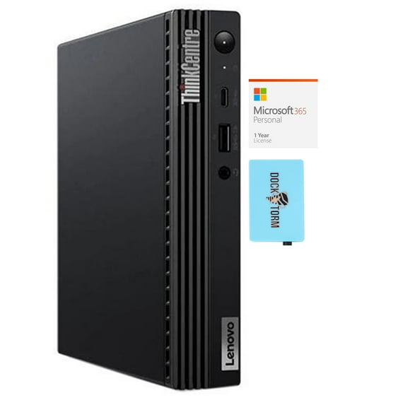 Lenovo ThinkCentre M75q Tiny Gen 2 Home/Business Mini Desktop (AMD Ryzen 5 PRO 5650GE 6-Core, AMD Radeon, 64GB RAM, 256GB SATA SSD, Wifi, Win 11 Pro) with Microsoft 365 Personal , Dockztorm Hub
