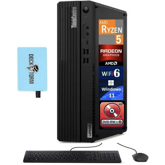 Lenovo ThinkCentre M75s SFF Business Desktop (AMD Ryzen 5 Pro 5650G, 16GB DDR4, 1TB PCIe SSD, DVD-R/W, WiFi 6, 2 DP, RJ-45, Win11P) w/DKZ USB Port Expander