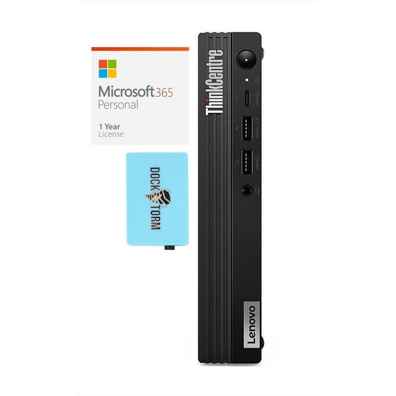 Lenovo ThinkCentre M80q Gen 3 Business Mini Desktop (Intel i5-12500T 6-Core, Intel UHD 770, 64GB DDR5 4800MHz RAM, Win 10 Pro) with Microsoft 365 Personal , Dockztorm Hub