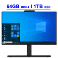 thumbnail image 1 of Lenovo ThinkCentre M90a Premium Business All-in-One Desktop Computer 23.8" FHD IPS Anti-glare Intel 6-core i5-10400 Processor 64GB DDR4 1TB SSD USB-C 1080p FHD Privacy Camera Win11Pro Black, 1 of 7