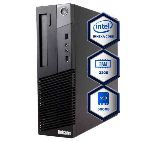 Lenovo ThinkCentre M93P Desktop Computer | Quad Core Intel i5 (3.2) | 32GB DDR3 RAM | 500GB SSD Solid State | Windows 10 Professional | Home or Office PC