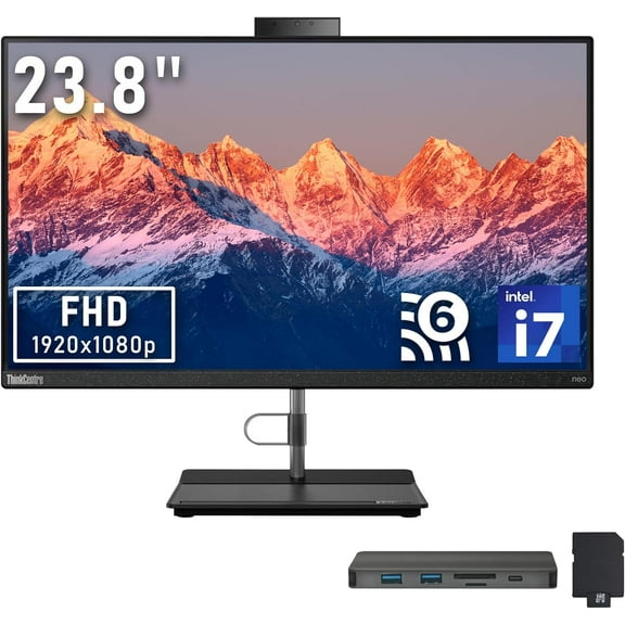 Lenovo ThinkCentre Neo 30A Gen 4 All-in-One Desktop, 23.8" FHD Display, Intel Core i7-13620H, 16GB DDR4, 800GB Storage (512GB SSD+288GB Docking Station Set), Wi-Fi 6, Win 11 Pro, Black