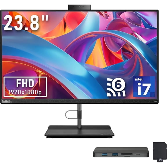 Lenovo ThinkCentre Neo 30A Gen 4 All-in-One Desktop, 23.8" FHD Display, Intel i7-13620H, 16GB DDR4 RAM, 800GB Storage (512GB SSD+288GB Docking Station Set), Windows 11 Pro, Black