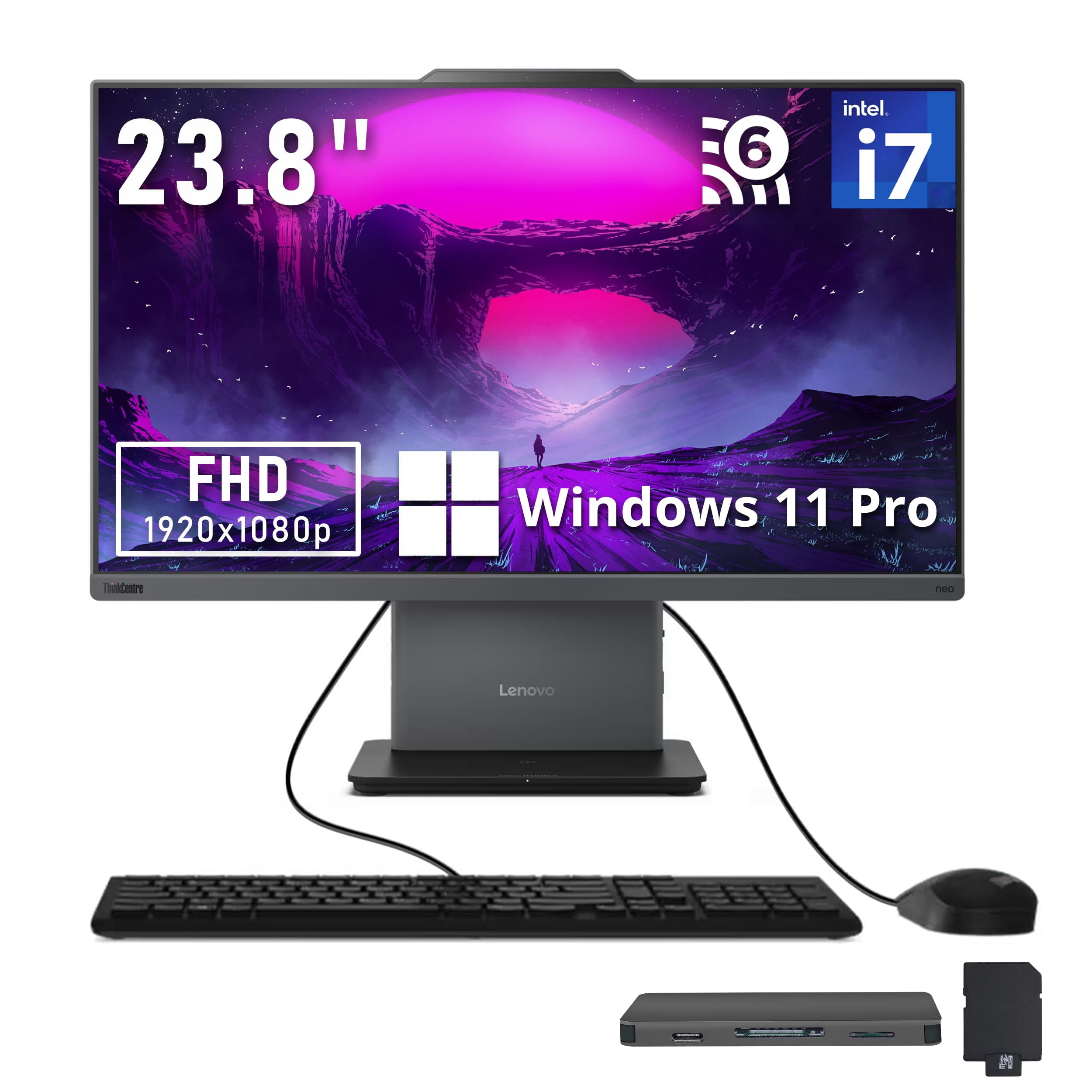 Lenovo ThinkCentre Neo 50a Business All-in-One Desktop, 23.8" FHD ...