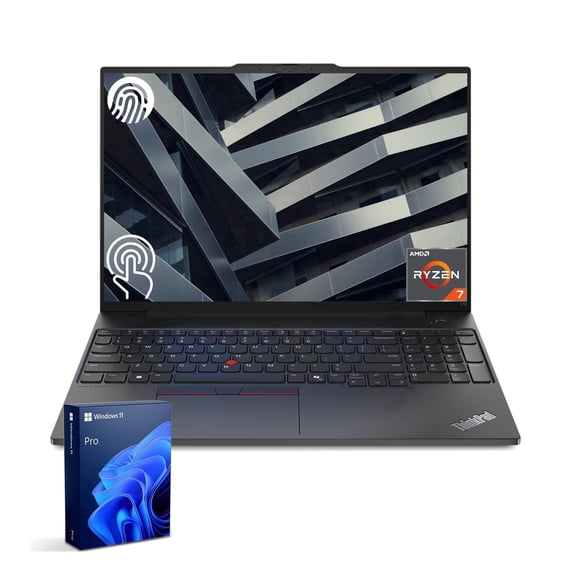 Lenovo ThinkPad 16" Touchscreen Laptop, AMD Ryzen 7 7735U, 16GB RAM, 512GB SSD, Windows 11 Pro, Black