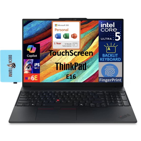 Lenovo ThinkPad Business Laptop 16.0in Touchscreen IPS WUXGA Display (Intel Ultra 5-225U, 32GB DDR5, 2TB PCIe SSD, Intel Graphics, Win 11 Pro) w/Microsoft 365 Personal , DKZ USB Port Expander