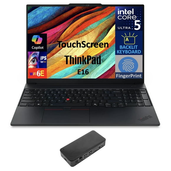 Lenovo ThinkPad Business Laptop 16.0in Touchscreen IPS WUXGA Display (Intel Ultra 5-225U, 64GB DDR5, 1TB PCIe SSD, Intel Graphics, Backlit KB, Fingerprint, Thunderbolt 4, Win 11 Home) w/USB-C Dock