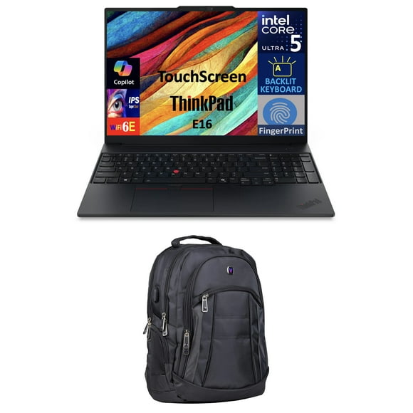 Lenovo ThinkPad Business Laptop 16.0in Touchscreen IPS WUXGA Display (Intel Ultra 5-225U, 64GB DDR5, 2TB PCIe SSD, Intel Graphics, Backlit KB, Fingerprint, Thunderbolt 4, Win 11 Pro) w/Premium Backpack