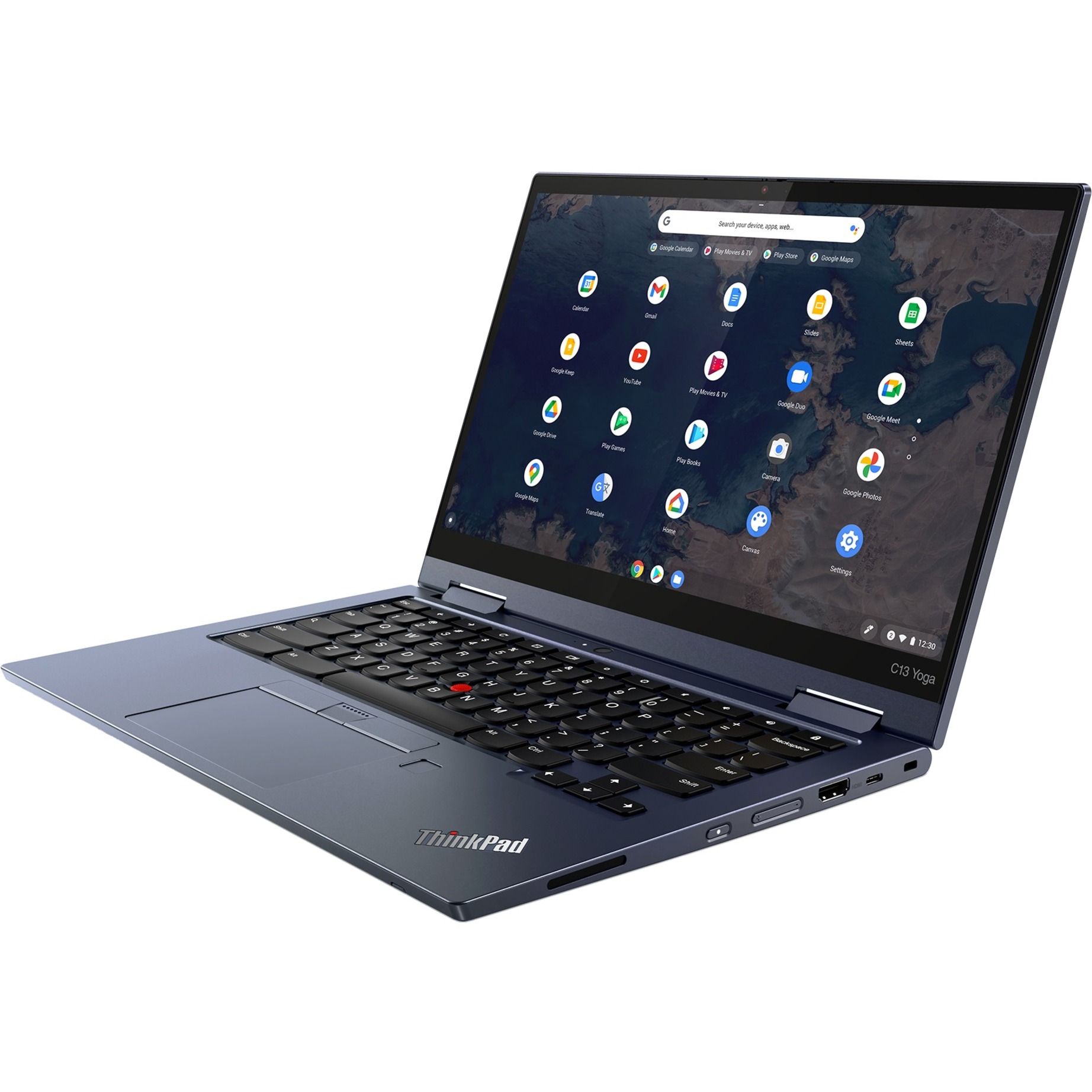 Lenovo ThinkPad C13 Yoga Chromebook 13.3" FHD 2-in-1s Touchscreen Laptop, AMD Athlon Gold 3150C, 4GB RAM, 32GB HD, Chrome OS, Blue, 20UX001PUS - image 1 of 7