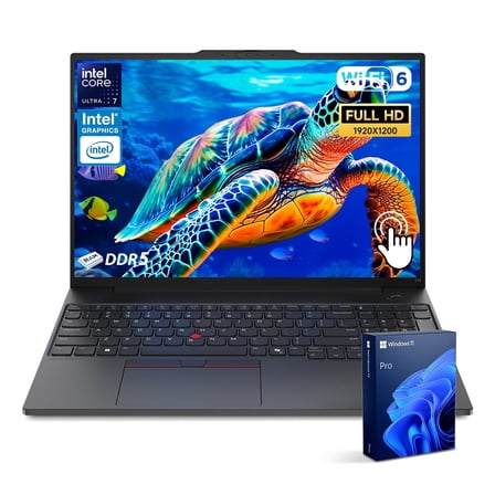 Lenovo ThinkPad E16 16" FHD+ Touchscreen Laptop, Intel Core Ultra 7, 16GB DDR5, 512GB SSD, Fingerprint Reader, Backlit Keyboard, HDMI, 1080p Webcam, Wi-Fi 6, Windows 11 Pro