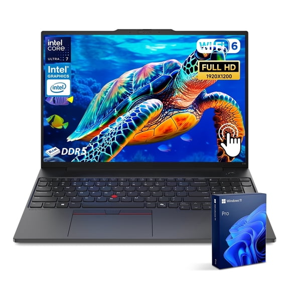 Lenovo ThinkPad E16 16" FHD+ Touchscreen Laptop, Intel Core Ultra 7, 16GB DDR5, 512GB SSD, Fingerprint Reader, Backlit Keyboard, HDMI, 1080p Webcam, Wi-Fi 6, Windows 11 Pro