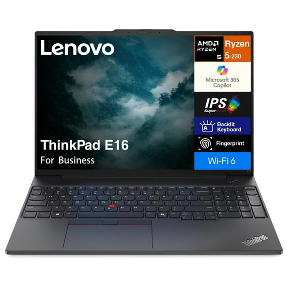 Lenovo ThinkPad E16 Business Laptop 16.0in IPS WUXGA Display (AMD Ryzen 5 230, 64GB DDR5, 4TB PCIe SSD, AMD Radeon, Backlit KB, Fingerprint, Thunderbolt 4, WiFi 6, Webcam, Bluetooth 5.1, Win 11 Pro)