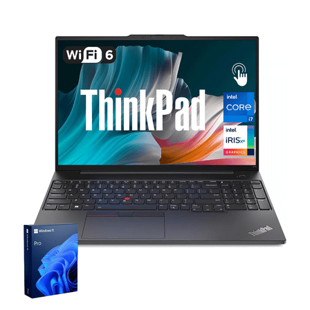 Lenovo ThinkPad E16 Business Laptop, 16" FHD, Intel Core i7-1355U, 16GB RAM, 512GB SSD, Windows 11 Pro, Black