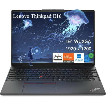 Lenovo ThinkPad E16 Business Laptop, 16" IPS WUXGA Display, AMD Ryzen 5 7535U (Beat i7-1255U)), 8GB DDR5 RAM, 512GB PCIe SSD, Backlit KYB,Fingerprint Reader, Wi-Fi 6, Windows 11 Pro, Black