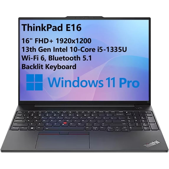 Lenovo ThinkPad E16 Business Laptop Computer, Intel Core i5-1335U (Beat i7-1255U), 16GB RAM, 1TB PCIe SSD, 16" FHD+, WiFi 6, Bluetooth , Backlit Keyboard, Windows 11 Pro