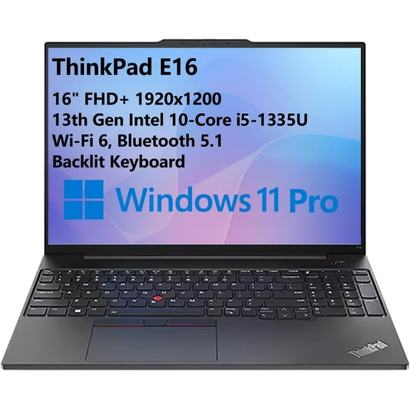 Lenovo ThinkPad E16 Business Laptop Computer, Intel Core i5-1335U (Beat i7-1255U), 16GB RAM, 1TB PCIe SSD, 16" FHD+, WiFi 6, Bluetooth , Backlit Keyboard, Windows 11 Pro