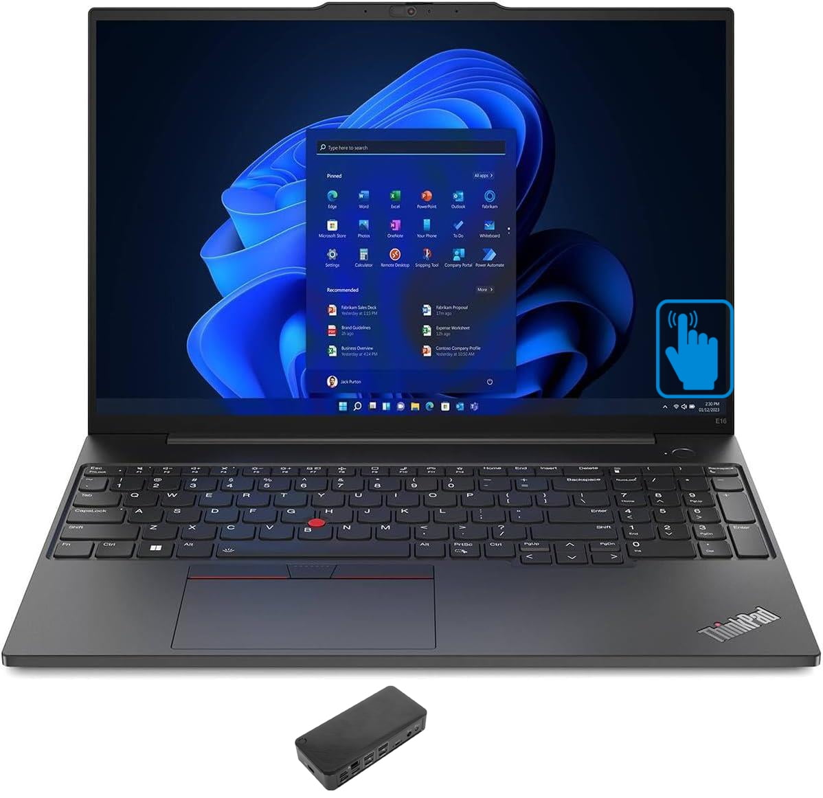 Lenovo ThinkPad E16 Gen 1, AMD Ryzen 5, 16GB RAM, 512GB SSD, 16.0in Touch, Win 11 Pro, USBC Dock