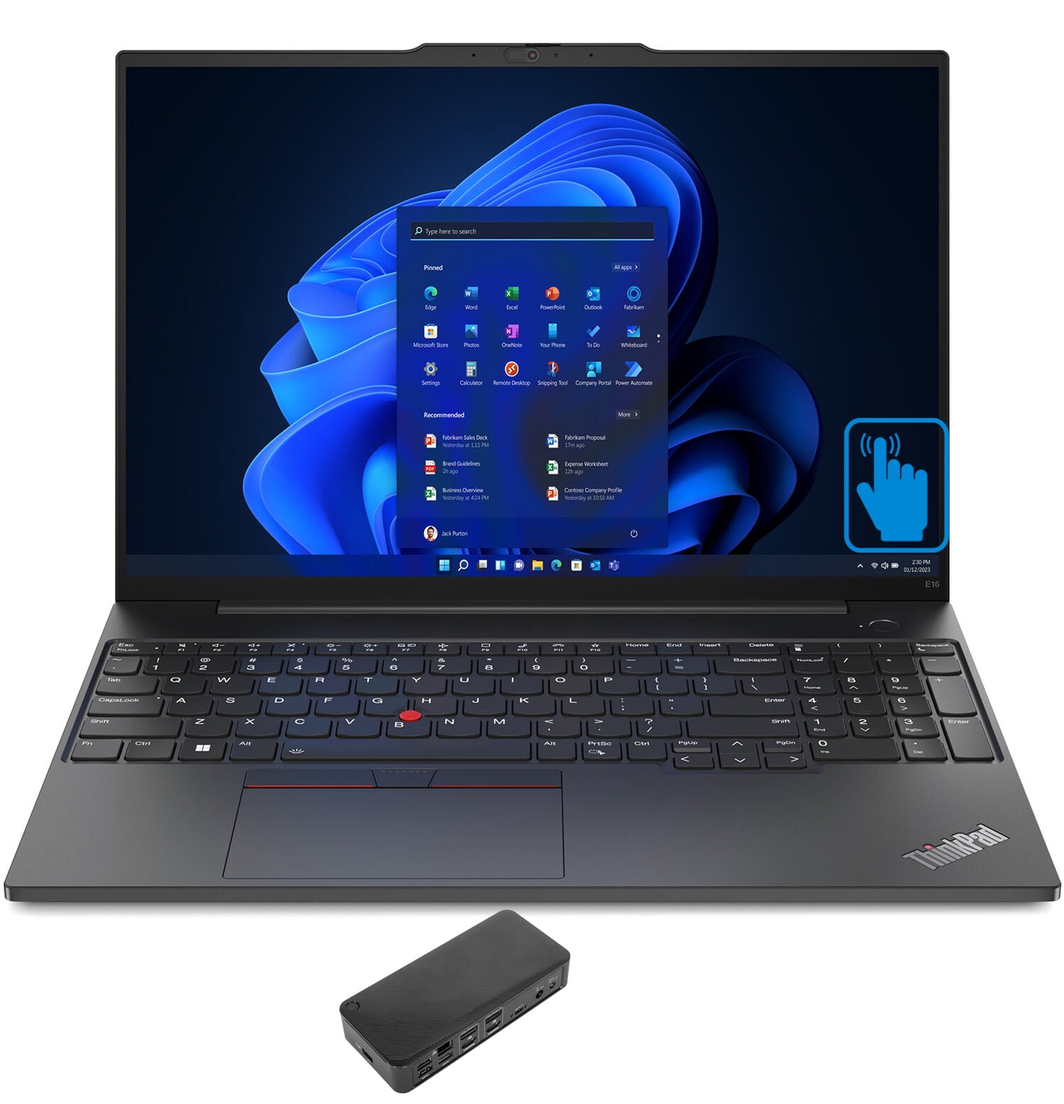 Lenovo ThinkPad E16 Gen 1, AMD Ryzen 7, 16GB RAM, 2TB SSD, Win 11 Pro with Dock