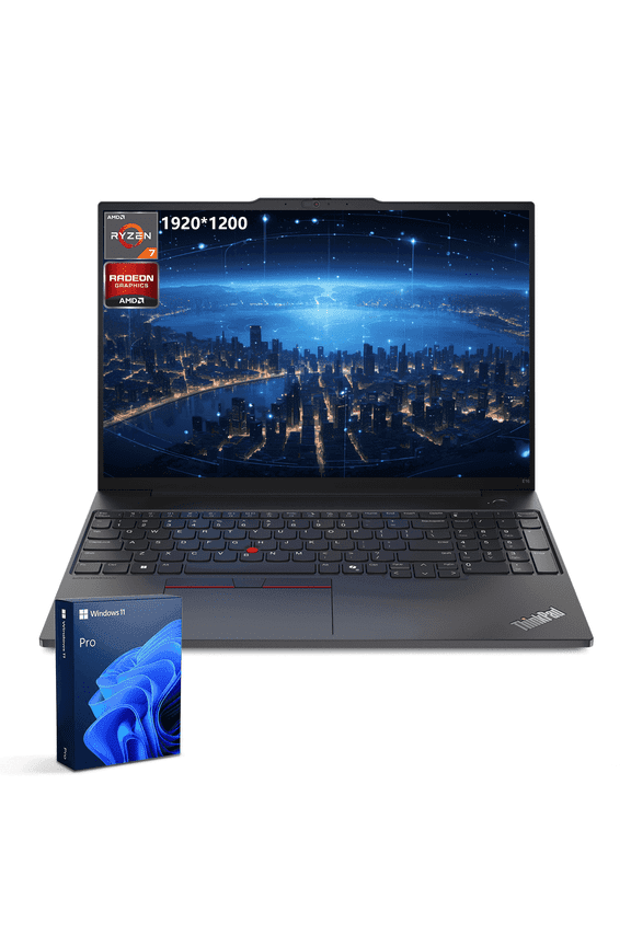 ThinkPad E16 Pro 16" FHD+ Business Laptop, AMD Ryzen 7 7735U, 16GB DDR5 RAM, 512GB SSD