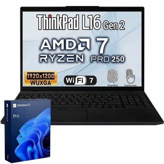 Lenovo ThinkPad L16 Business Laptop, 16" FHD+ Touchscreen, AMD Ryzen 7 Pro 250, 16GB DDR5, 512GB SSD, Windows 11 Pro