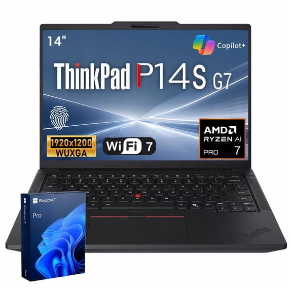 Lenovo ThinkPad P14s 14" FHD+ Business Laptop, AMD Ryzen AI 7 Pro 450, 16GB DDR5, 512GB SSD, Windows 11 Pro
