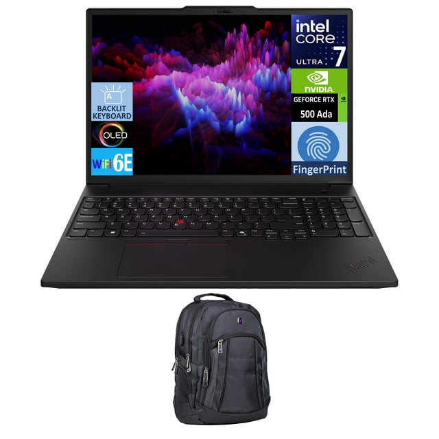 Lenovo ThinkPad P16s Gen 3 Workstation Laptop 16.0in OLED 4K Display (Intel Ultra 7-155H, 64GB DDR5, 1TB PCIe SSD, RTX 500 Ada, Fingerprint, 2 Thunderbolt 4, WiFi 6E, Win 11 Pro) w/Premium Backpack