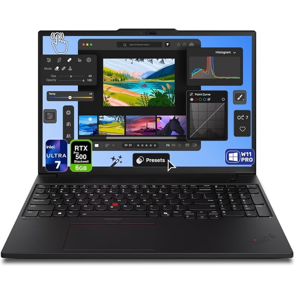 Lenovo ThinkPad P16s Gen 4 Mobile Workstation, Intel Ultra 7-255H, 16 GB DDR5 RAM, 1 TB PCIe SSD, 16" WQUXGA (3840x2400) OLED Touchscreen, Nvidia G-Force RTX PRO 500, Backlit Keyboard, W11 Pro, Black