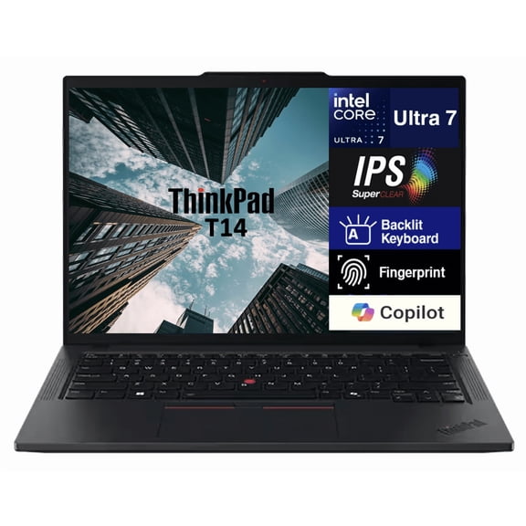 Lenovo ThinkPad T14 Gen 6 Copilot+ AI Business Laptop 14.0in IPS FHD+ Display (Intel Ultra 7-255U, 16GB DDR5, 256GB PCIe SSD, Backlit KB, Fingerprint, 5MP webcam, 2 Thunderbolt 4, Win 11 Pro)