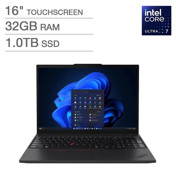 Lenovo ThinkPad T16 G4 16" WUXGA Touchscreen Laptop Core Ultra 7 255U Processor 32GB RAM 1TB SSD Windows 11 Pro Wi-Fi 6E