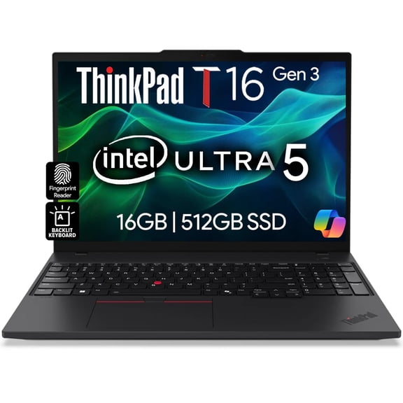 Lenovo ThinkPad T16 Gen 3 16" WUXGA IPS Display, Intel Ultra 5-125U (Beats i7-1355U), 16GB DDR5, 512GB NVMe, Webcam, WiFi 6E + BT, RJ-45, Backlit KB, FP Reader, W11P, 3 YR Wty, Business Laptop