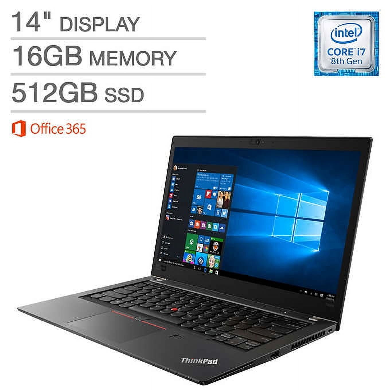 Lenovo ThinkPad T480S Laptop: Core i7-8550U, 16GB RAM, 512GB SSD ...