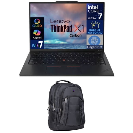 Lenovo ThinkPad X1 Carbon Gen 13 Business Laptop 14.0in OLED 2.8K Display (Intel Ultra 7-268V, 32GB LPDDR5X, 2TB PCIe SSD, Intel Arc 140V, Backlit KB, Fingerprint, Win 11 Pro) w/Premium Backpack
