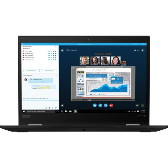 Lenovo ThinkPad 13.3" Full HD Touchscreen 2-in-1 Laptop, Intel Core i5 i5-8265U, 8GB RAM, 256GB SSD, Windows 10 Pro, Black, 20NN0014US