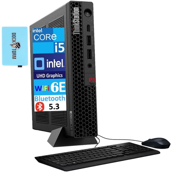 Lenovo ThinkStation P3 Tiny Workstation Mini Desktop (Intel i5-13500, Intel UHD 770 Shared, 16GB DDR5, 512GB PCIe SSD, WiFi 6E, Bluetooth 5.3, 230W PSU, RJ-45, Win 11 Home) w/DKZ USB Port Expander