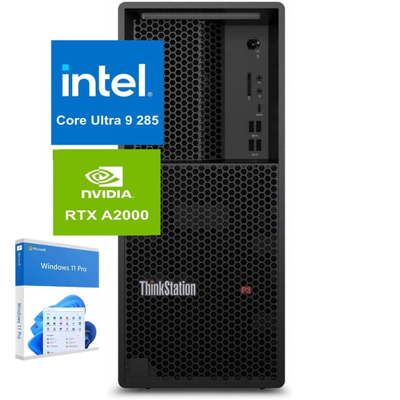 Lenovo ThinkStation P3 Tower Gen 2 Workstation: Intel Core Ultra 9 285 vPro, 512GB SSD, 16GB DDR5 RAM, WiFi 7, Windows 11 Professional, Performance Desktop PC, AI Business Computer