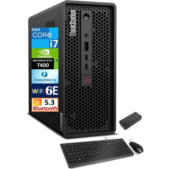 Lenovo ThinkStation P3 Ultra Small Form Factor Workstation Mini Desktop (Intel i7-13700, NVIDIA T400 4GB, 32GB DDR5, 4TB PCIe SSD, 2 Thunderbolt 4, WiFi 6E, Bluetooth 5.3, Win 11 Pro) w/USB-C Dock