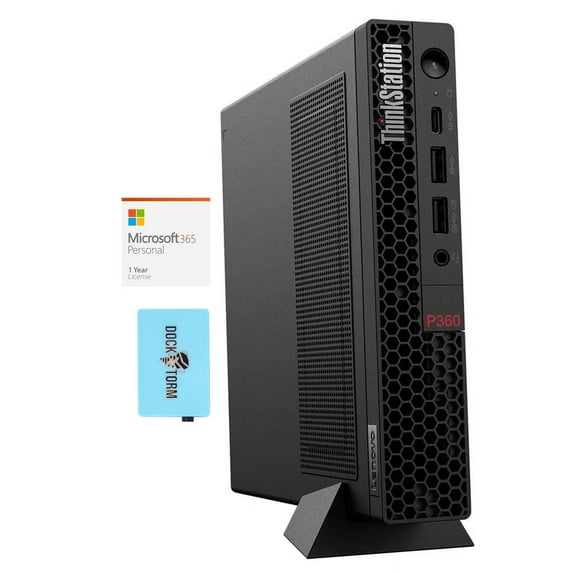 Lenovo ThinkStation P360 Tiny Business Mini Desktop (Intel i7-12700T 12-Core, NVIDIA T400, 16GB DDR5 4800MHz RAM, 8TB PCIe SSD, Wifi, USB 3.2, Win 11 Pro) with Microsoft 365 Personal , Dockztorm Hub