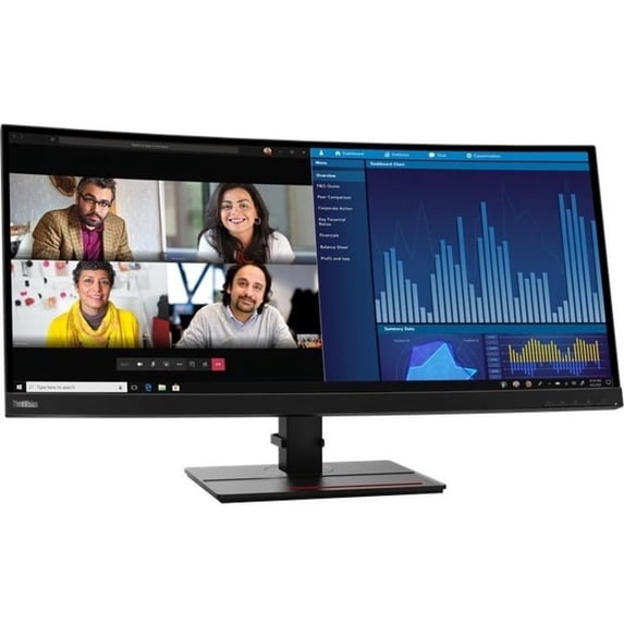 Lenovo ThinkVision P34W-20 34" UW-QHD Curved Screen WLED LCD Monitor - 21:9 - Raven Black (62dcrar3us)