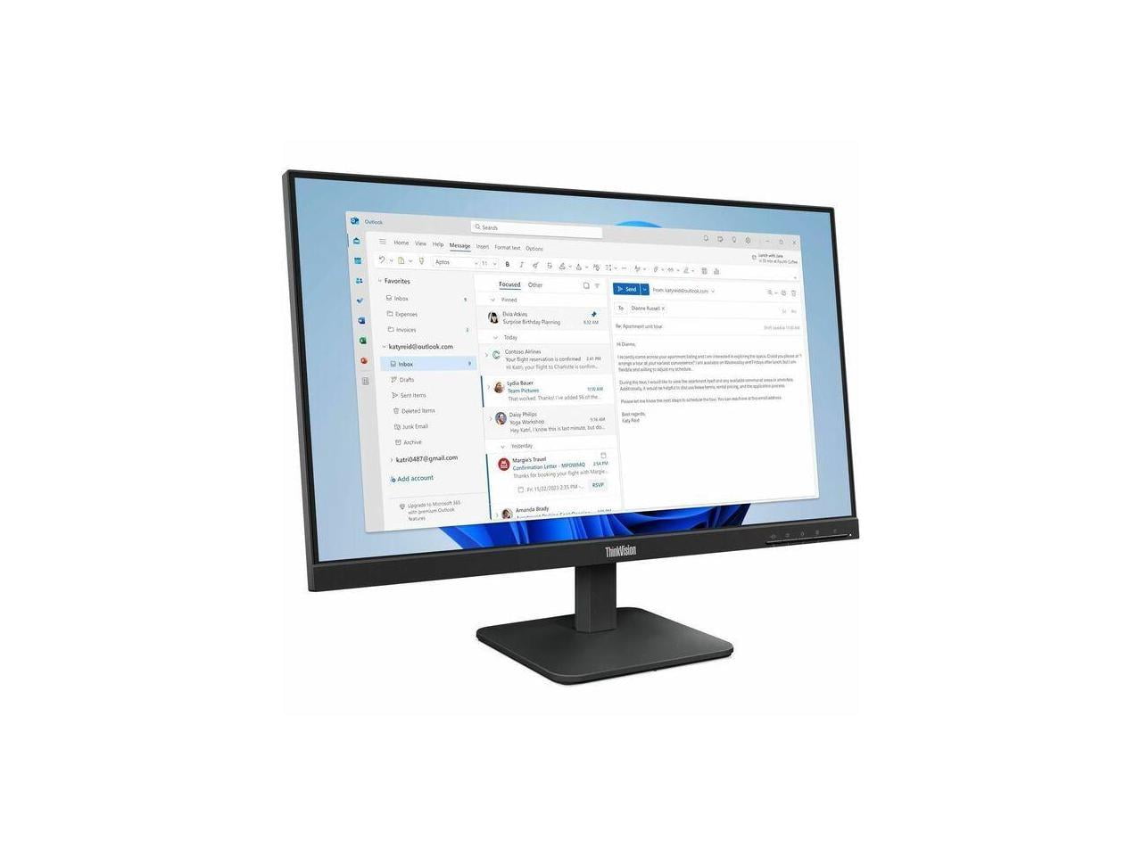 Lenovo ThinkVision S24-4e 24" Class Full HD LED Monitor - 16:9 - Raven Black (64b5kat1uz)