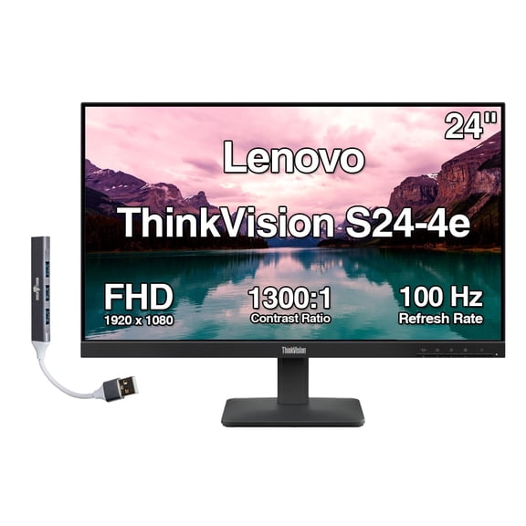 Lenovo ThinkVision S24-4e 24" FHD IPS 100Hz 4ms Anti-Glare w/DKZ Hub, 2-Pack