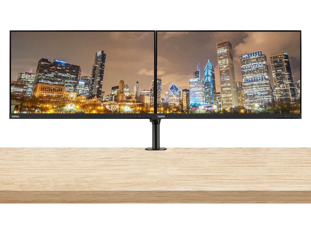 Lenovo ThinkVision S24e-20 23.8" Full HD WLED LCD Monitor 2-Pack Bundle with 250 Nit, FreeSync, 1920 x 1080, Vertical Alignment, HDMI-VGA, Raven Black, Fully Adjustable Desk Mount Monitor Stand