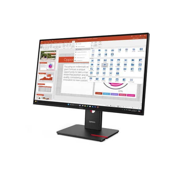 Lenovo ThinkVision T27-40 27" Class Full HD LED Monitor - 16:9 - Eclipse Black - 27" Viewable - In-plane Switching (IPS) Technology - WLED Backlight - 1920 x 1080 - 16.7 Million Colors - 300 Nit - ...