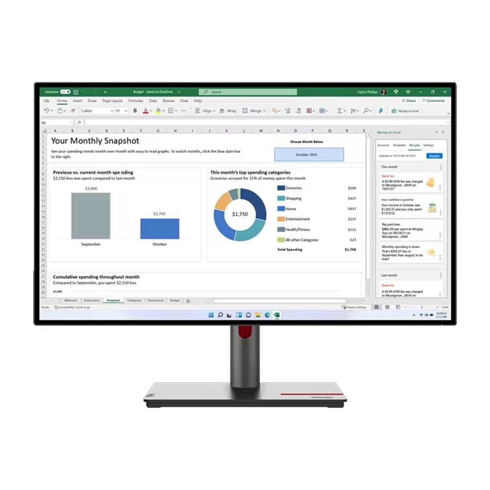 Lenovo Thinkvision P27Q-30 27" Monitor (2560x1440) 5USB 350Nit 60Hz IPS 6ms