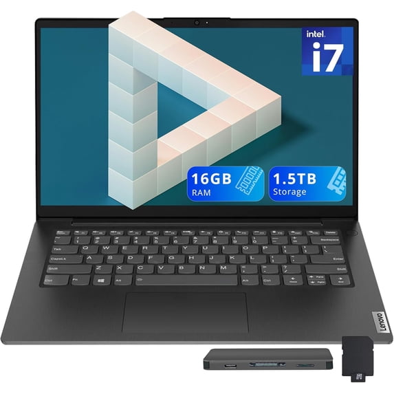 Lenovo V14 14" FHD Business Laptop, Intel i7-13620H, 16GB DDR4 RAM, 1.5TB Storage(512GB SSD+1TB Docking Station Set), Intel UHD Graphics, Wi-Fi 6, 720p HD Camera, Win 11, Black
