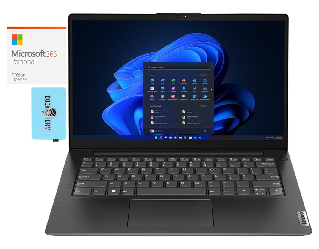 Lenovo V14 G3 Home/Business Laptop (Intel i7-1255U 10-Core, 14.0in 60 Hz Full HD (1920x1080), Intel Iris Xe, 40GB RAM, Win 11 Pro) with Microsoft 365 Personal , Dockztorm Hub
