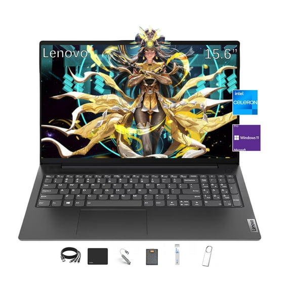 Lenovo V15 15.6" FHD Laptop, Intel Celeron N4500 Processor, Intel UHD Graphics, 8GB DDR4 RAM, 256GB SSD Storage, Anti-Glare Display,Windows 11 Pro,HDMI, AC 9560 Wi-Fi, with 5ave 6-In-1 Accessory Kit
