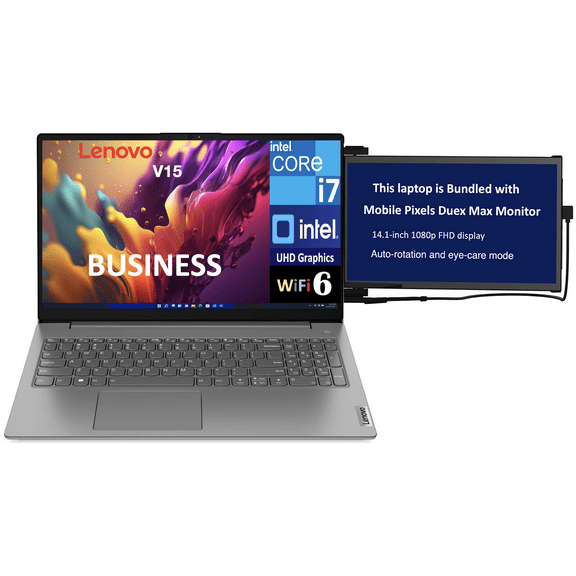 Lenovo V15 Business Laptop 15.6in FHD Display (Intel i7-13620H, 40GB DDR4, 1TB PCIe SSD, Intel UHD, WiFi 6, Webcam, Bluetooth 5.2, Win 11 Home) w/Duex Max DS Monitor