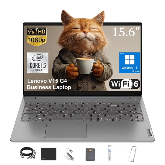 Lenovo V15 G4 Business Laptop, 15.6″ FHD Anti-Glare Display, Intel 8-Core i5-13420H (Beat i7-1355U), 16GB RAM, 512GB SSD, WiFi6, Bluetooth5.2, RJ-45, Windows 11 Home, with 5ave 6-In-1 Accessory Kit